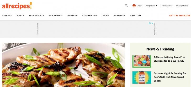 Trang web Allrecipes.com