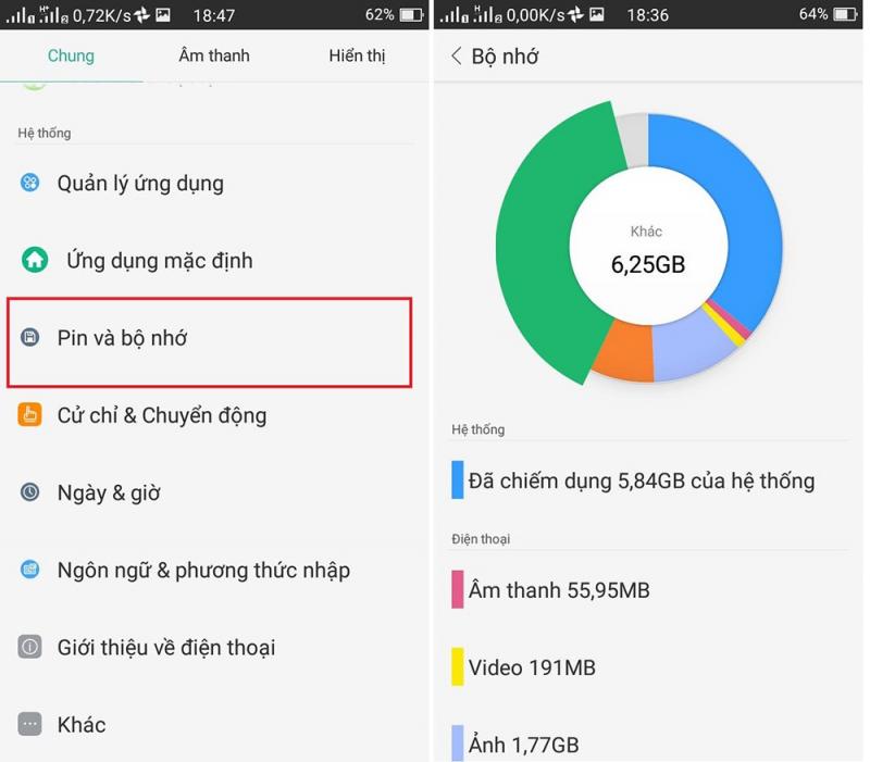 Dung lượng bộ nhớ