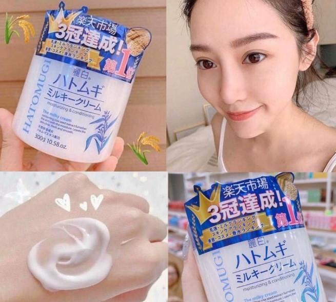 Kem dưỡng cấp ẩm và làm trắng da Hatomugi Moisturizing & Conditioning Milky Cream