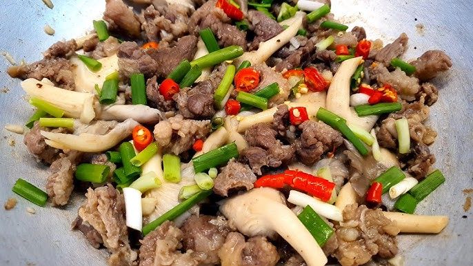 Nấm Bào Ngư xào thịt bò/thịt heo