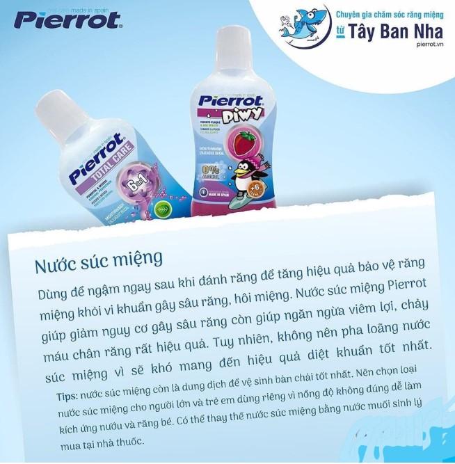 Nước súc miệng trẻ em Pierrot Piwy hương dâu tây chống sâu răng an toàn cho bé