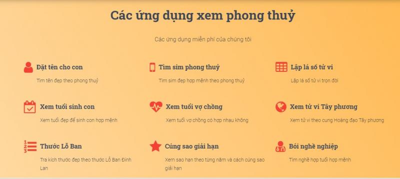 Các ứng dụng miến phí tại trang