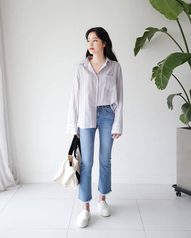 Quần Jean kết hợp với Áo sơ mi