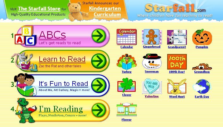 Starfall - Trang web học Tiếng Anh