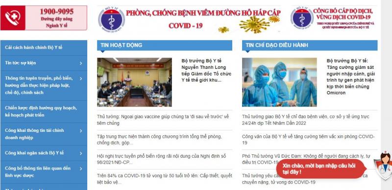 Cổng thông tin điện tử Bộ Y Tế