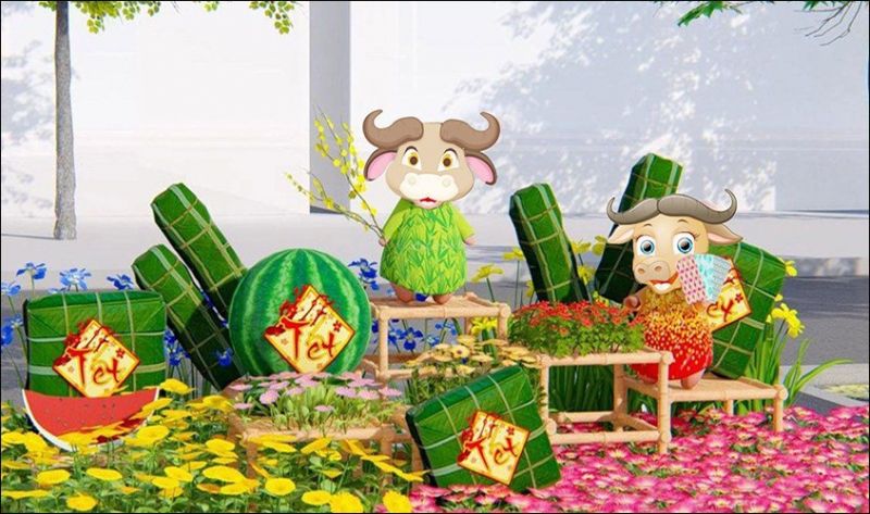 Trang trí tiểu cảnh Tết xưa nhà quê với con giáp của năm