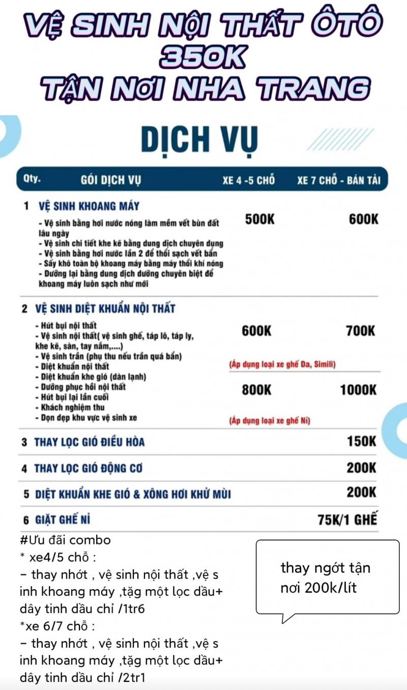 Vệ Sinh Nội Thất Ô Tô Tận Nơi Nha Trang