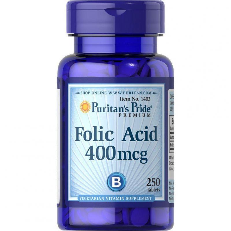 Viên uống ngăn ngừa thiếu máu Puritan's Pride Folic Acid 400mcg